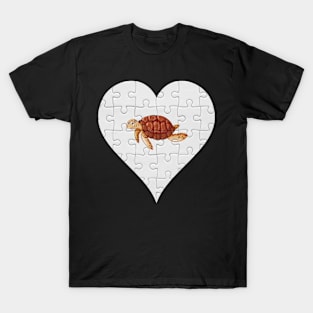 Jigsaw  Sea Turtle Heart Design - Fish Sea Turtle T-Shirt